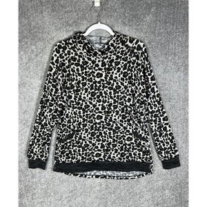 Fitnexx Long Sleeve Hooded Animal Print Top Womens Sz‎ Large Pockets Knit Hoodie